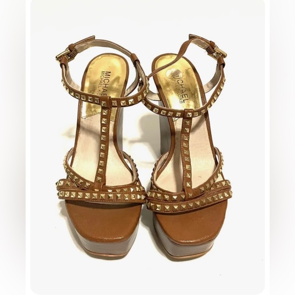 Michael Kors Alexi Studded T Strap Wedge Sandal 7.5 - Picture 2 of 9